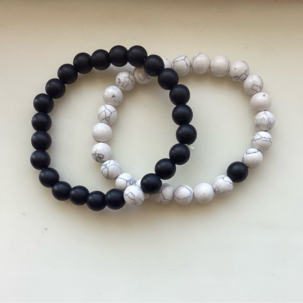 Black and white marble Couples/relationship bracelets